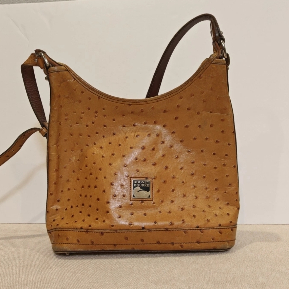 Dooney & Bourke Brown Carmel Ostrich Leather Handbag
